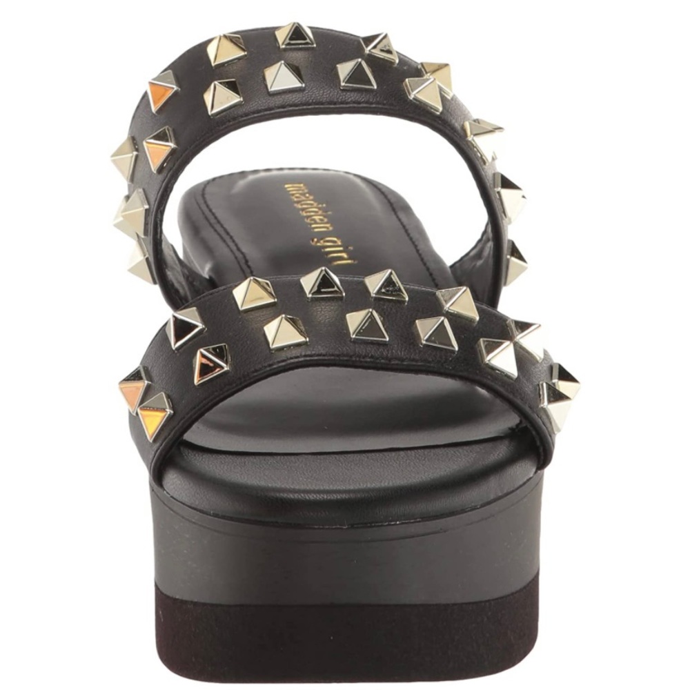 Women's Madden Girl Everett Platform Wedge Sandals Black Studded heeled 5, 5.5 6 - Picture 7 of 8